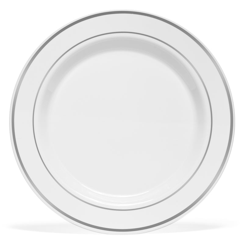 25x9’’ & 25x6” White Silver Rimmed Plate Set  - RSPS5