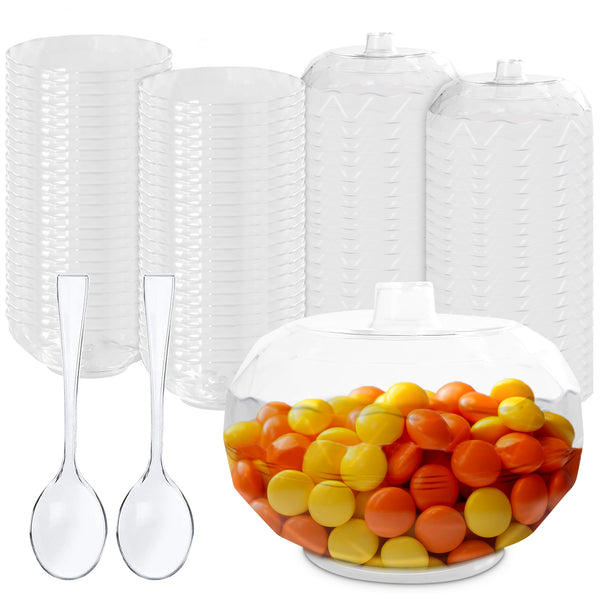 Round Plastic Bowl - Lids and Spoons Included - 5 oz (50 Count)